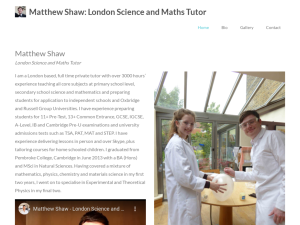 Matthew Shaw: London Science and Maths Tutor
