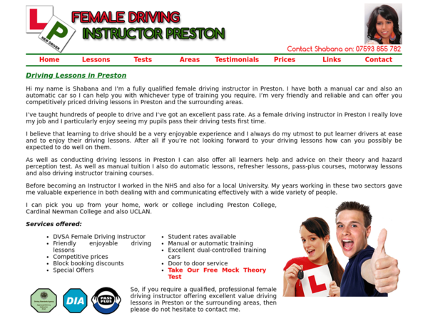 Female Driving Instructor Preston